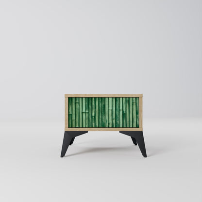 Comodino NATURAL GREEN in effetto rovere