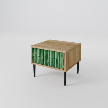 Comodino NATURAL GREEN in effetto rovere