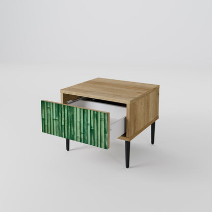 Comodino NATURAL GREEN in effetto rovere