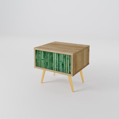 Comodino NATURAL GREEN in effetto rovere