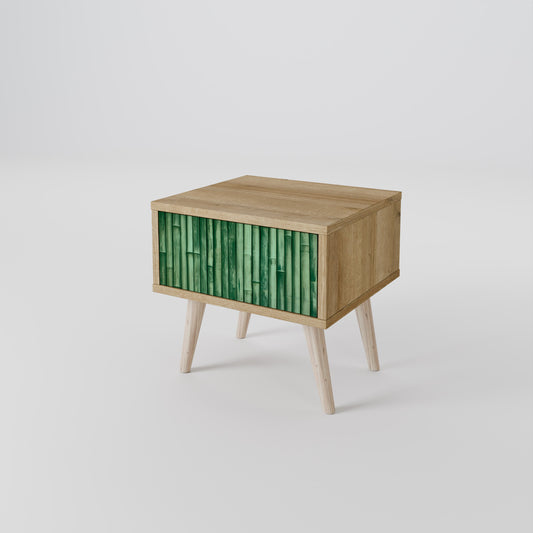 Comodino NATURAL GREEN in effetto rovere