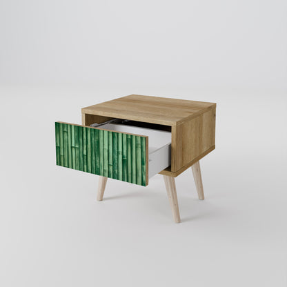 Comodino NATURAL GREEN in effetto rovere