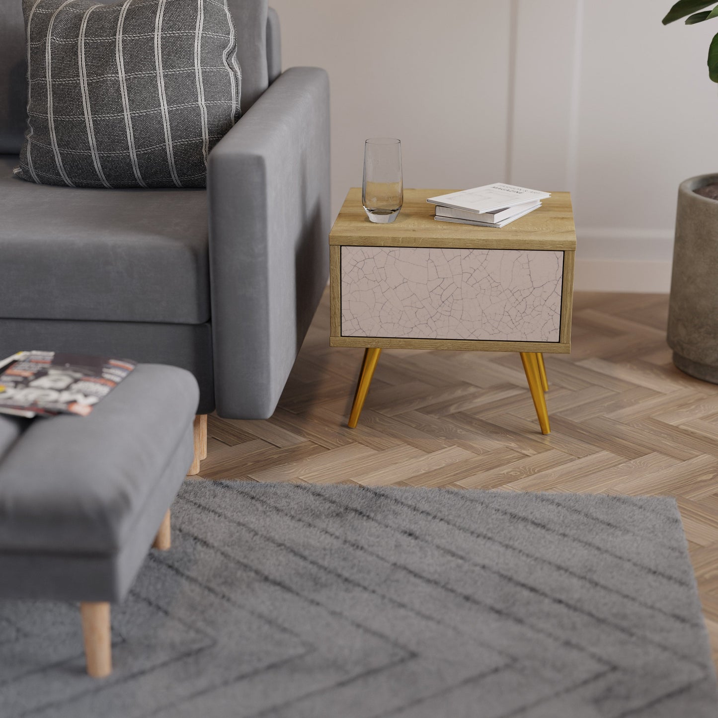 Comodino CERAMIC TEXTURE in effetto rovere