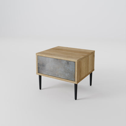 CONCRETE WALL Nightstand in Oak Effect