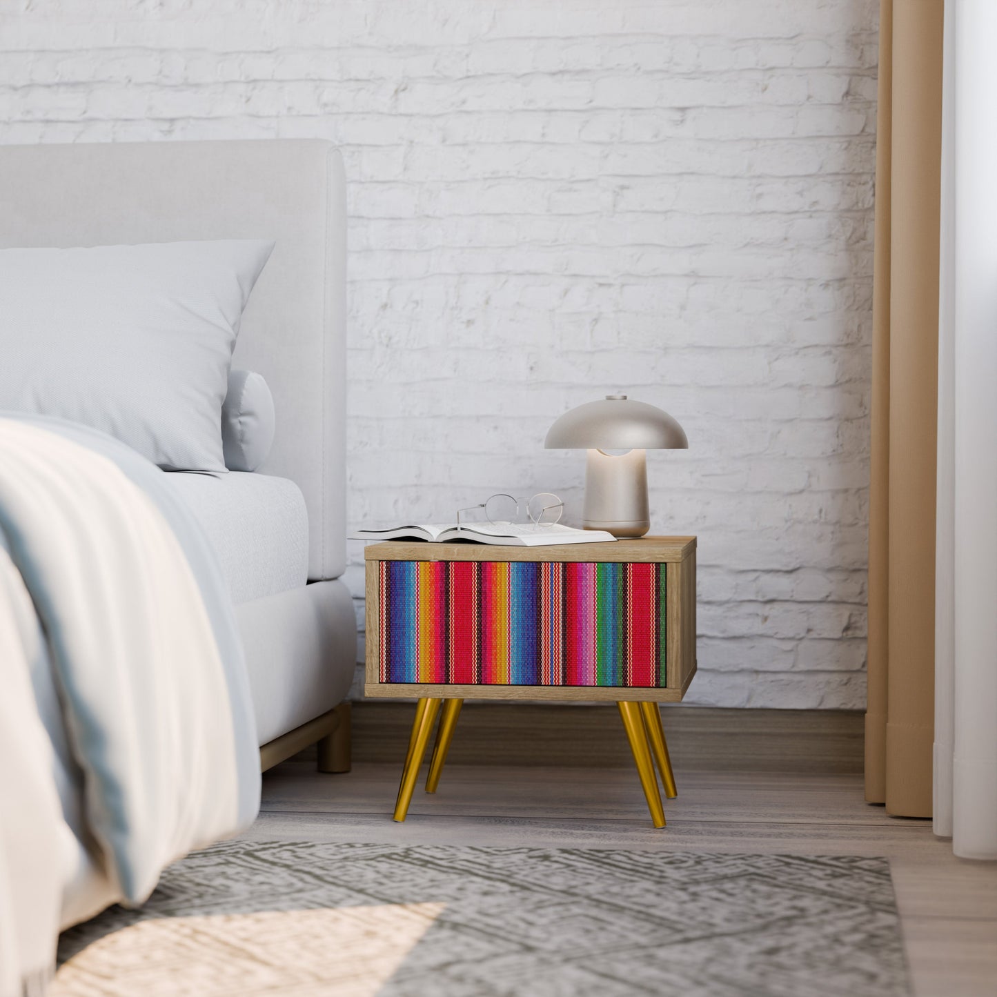 Comodino ETNICO MESSICANO in effetto rovere