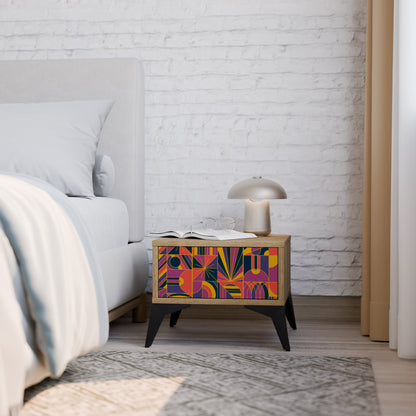 Comodino ELECTRIC PATTERNS in effetto rovere