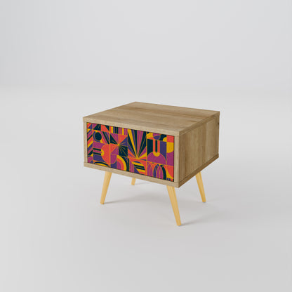Comodino ELECTRIC PATTERNS in effetto rovere