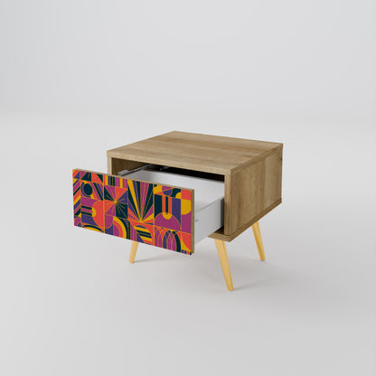 Comodino ELECTRIC PATTERNS in effetto rovere