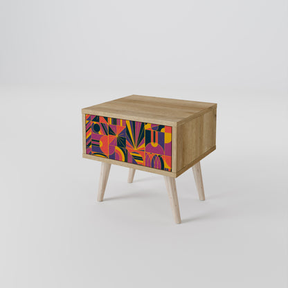 Comodino ELECTRIC PATTERNS in effetto rovere