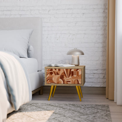Comodino PRISM MOSAIC in effetto rovere