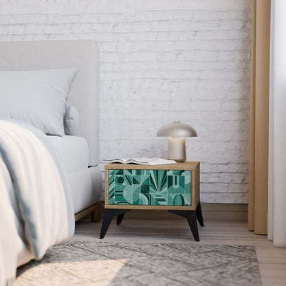 Comodino HARMONIC GRID in effetto rovere
