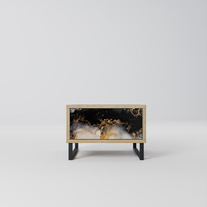 MARBLE OF TOMMORROW Nightstand in Oak Effect