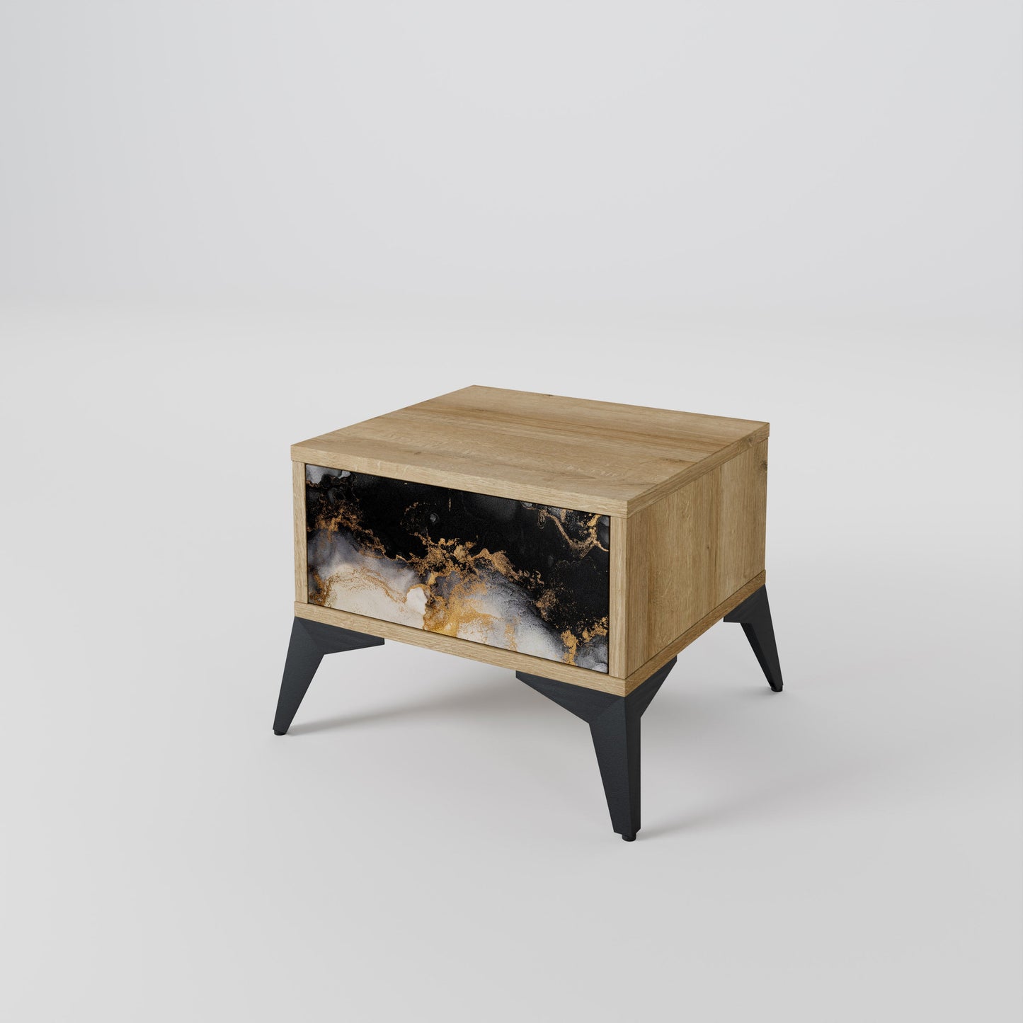 MARBLE OF TOMMORROW Nightstand in Oak Effect