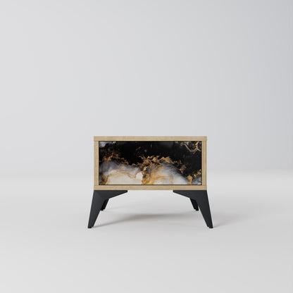 MARBLE OF TOMMORROW Nightstand in Oak Effect