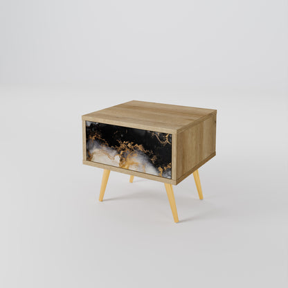 MARBLE OF TOMMORROW Nightstand in Oak Effect