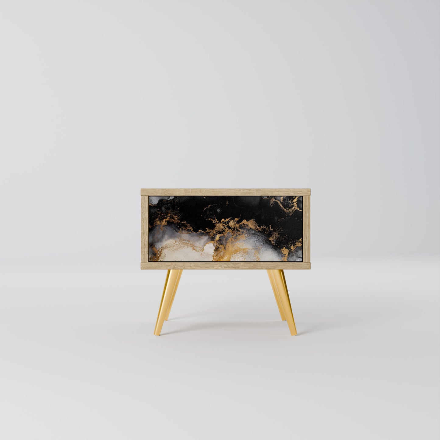 MARBLE OF TOMMORROW Nightstand in Oak Effect