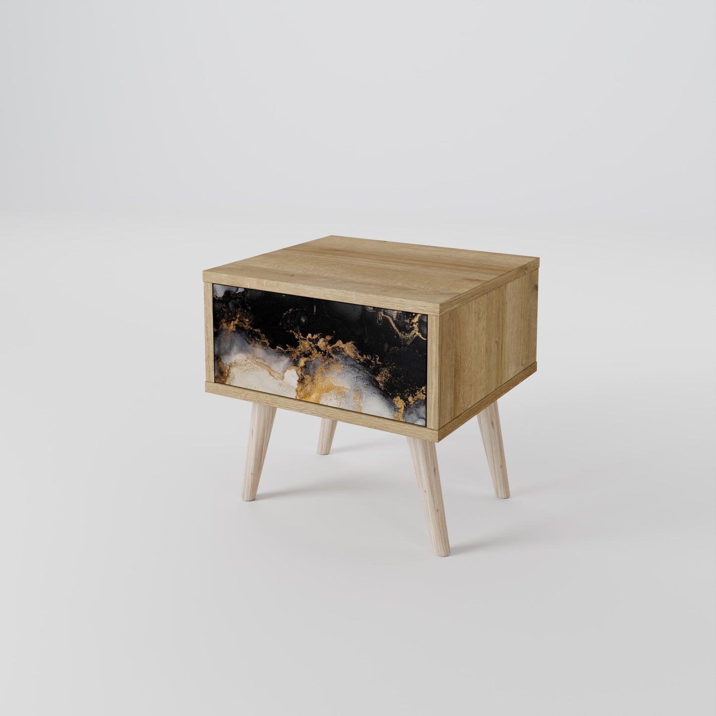 MARBLE OF TOMMORROW Nightstand in Oak Effect