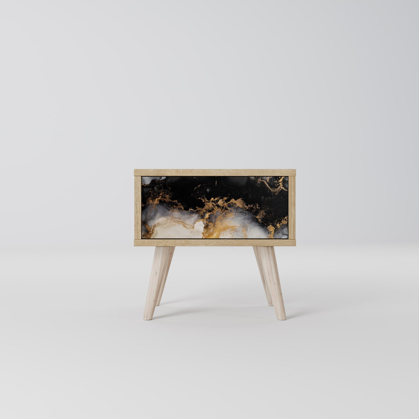 MARBLE OF TOMMORROW Nightstand in Oak Effect