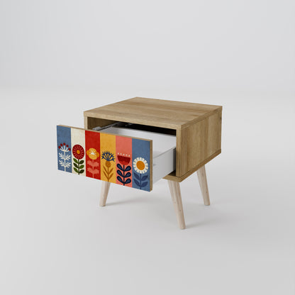 Comodino SCANDIC FLOWERET in effetto rovere