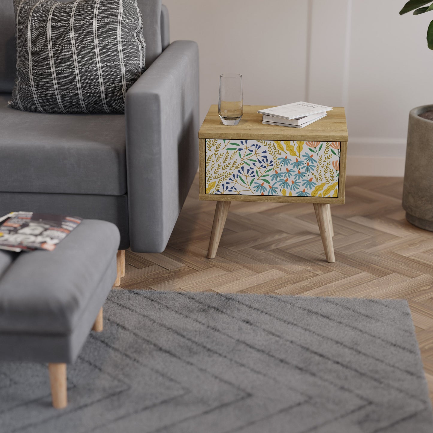 Comodino HELLO SPRING in effetto rovere