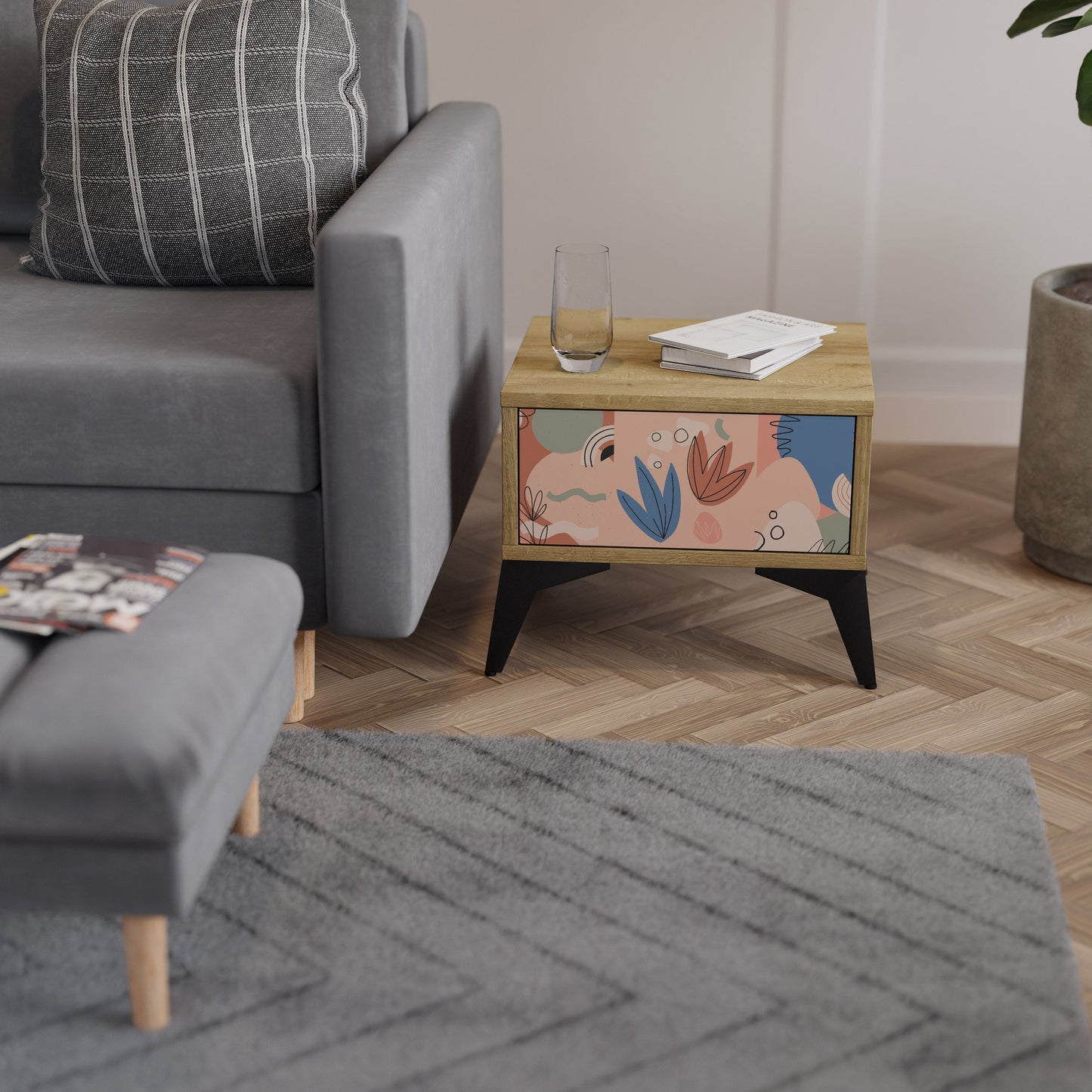 Comodino PASTEL DESTINY in effetto rovere
