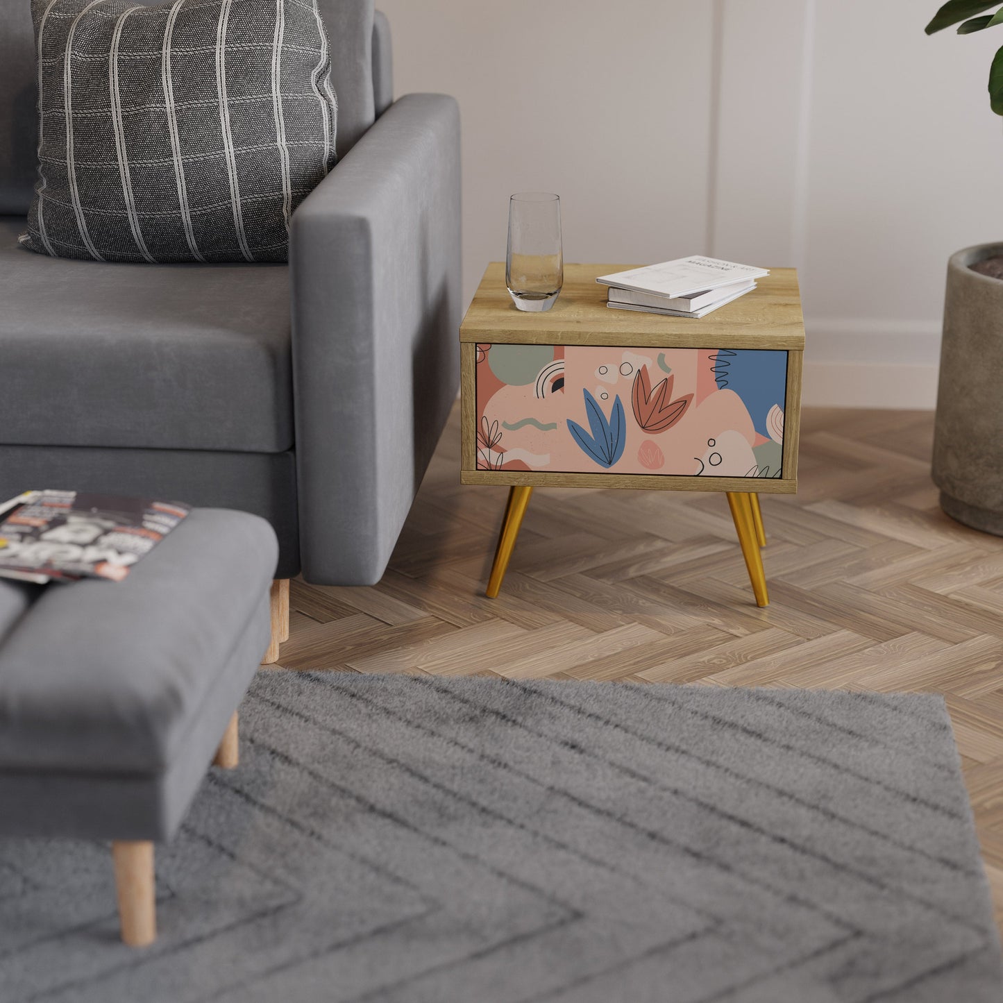 Comodino PASTEL DESTINY in effetto rovere