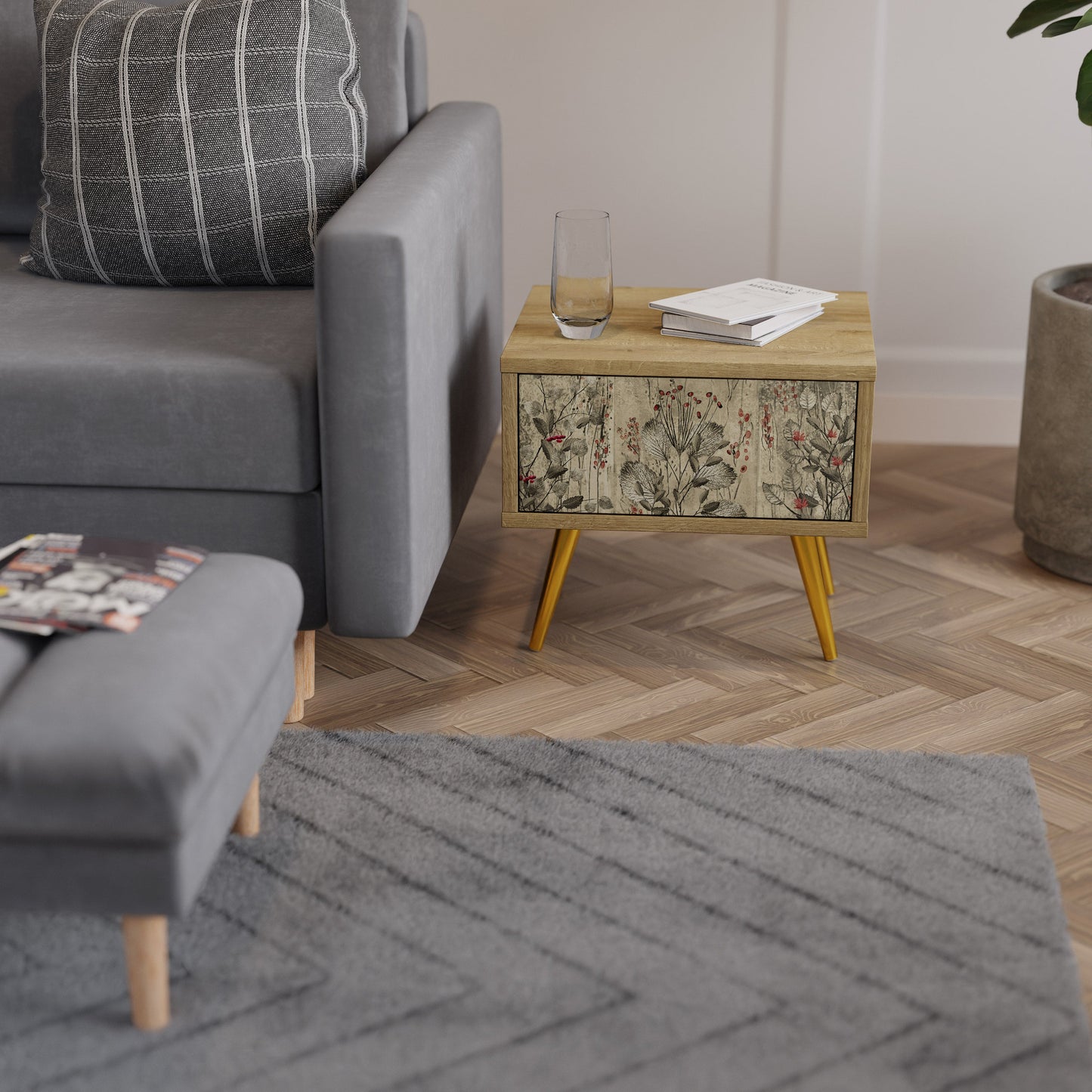 Comodino HERBAL GRACE effetto rovere