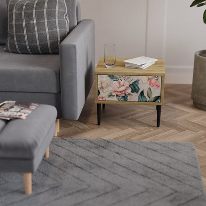 FLORAL GRACE Nightstand in Oak Effect