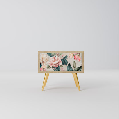 FLORAL GRACE Nightstand in Oak Effect