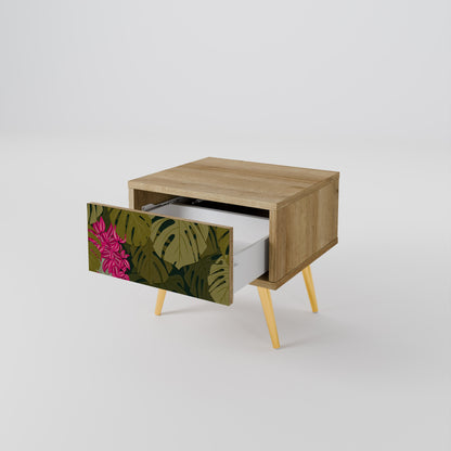 Comodino TROPICAL BEAUTY in effetto rovere