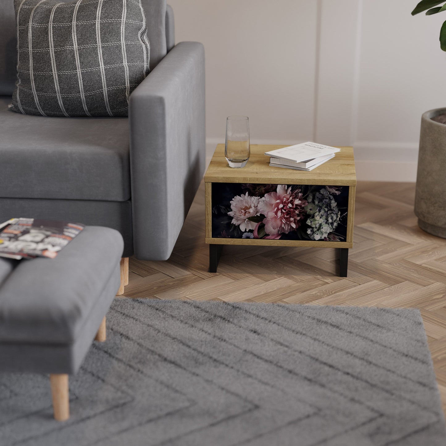 Comodino PURE BLOSSOM in effetto rovere
