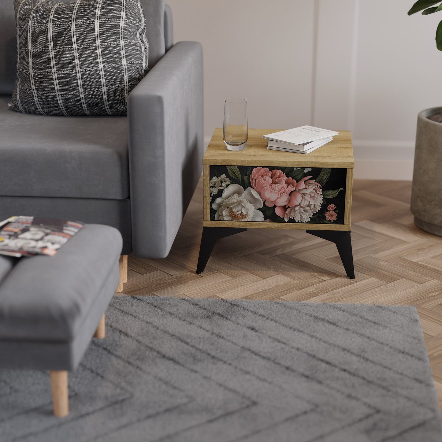 Comodino LUSH ELEGANCE in effetto rovere