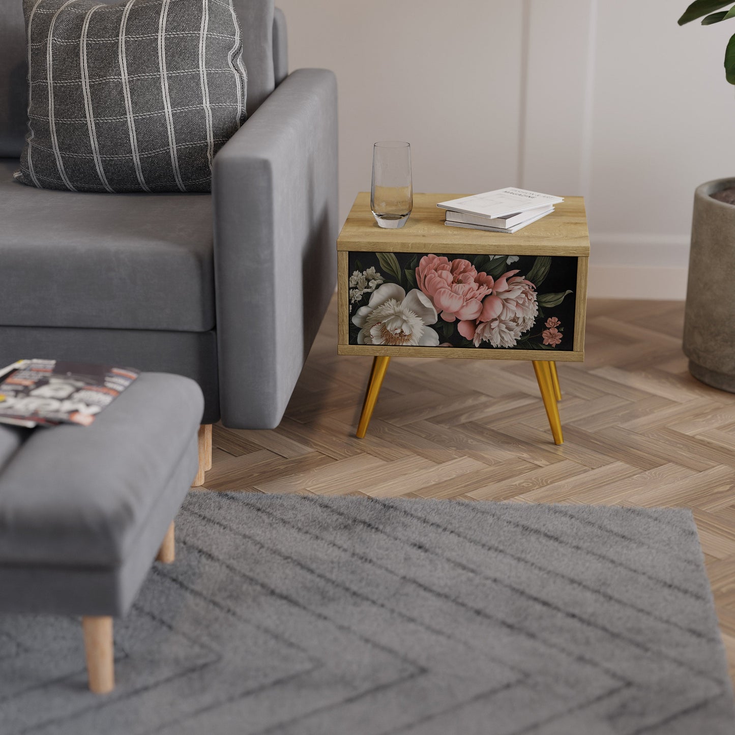 Comodino LUSH ELEGANCE in effetto rovere