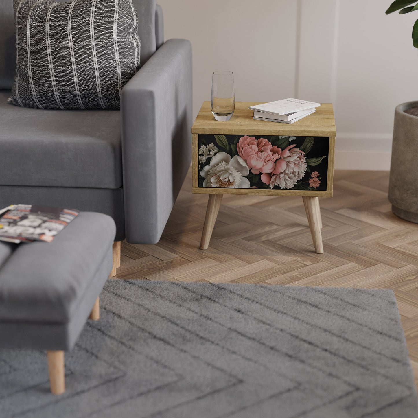 Comodino LUSH ELEGANCE in effetto rovere