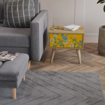 YELLOW CHINOISERIE Nightstand in Oak Effect