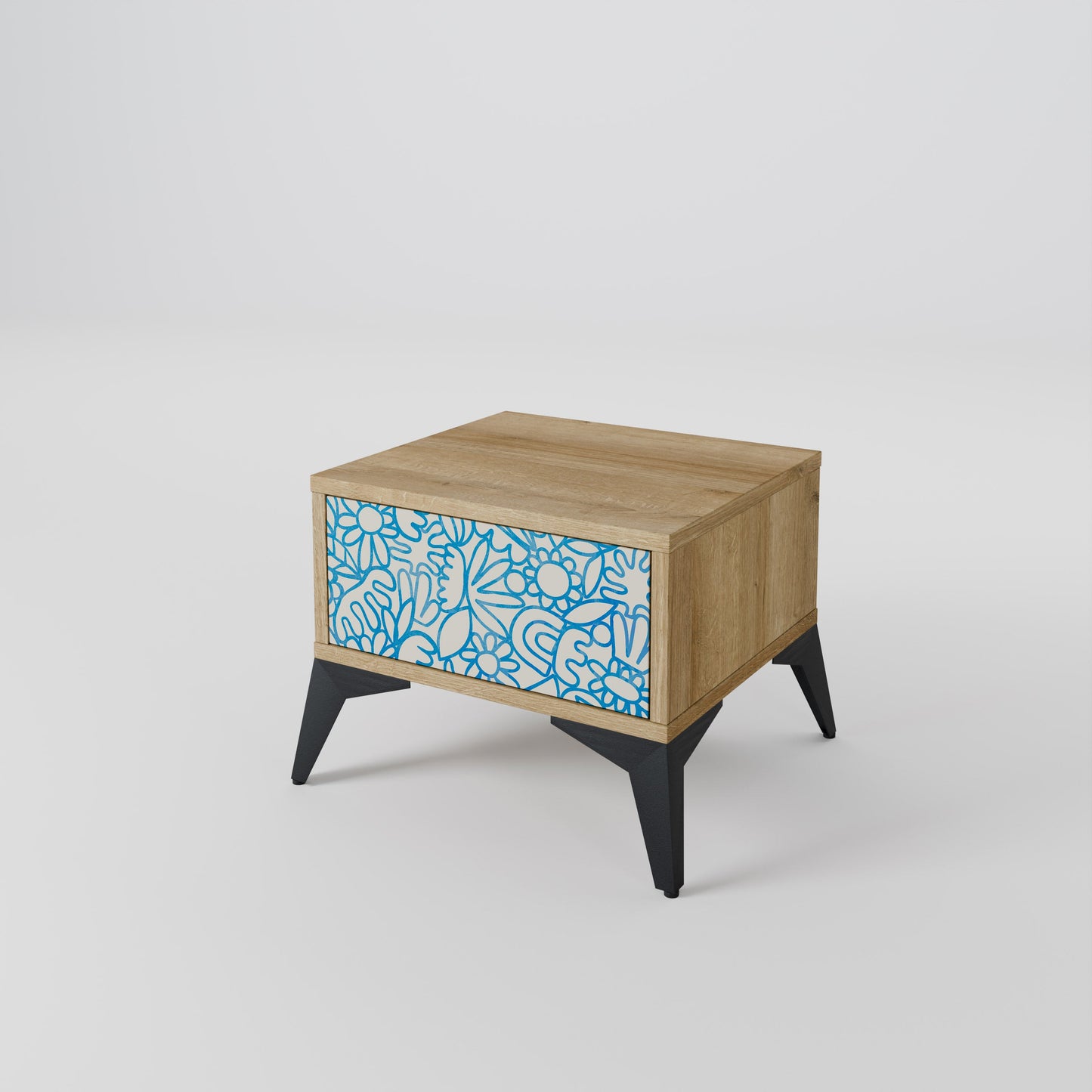 BLOOMY MORNING Nightstand in Oak Effect