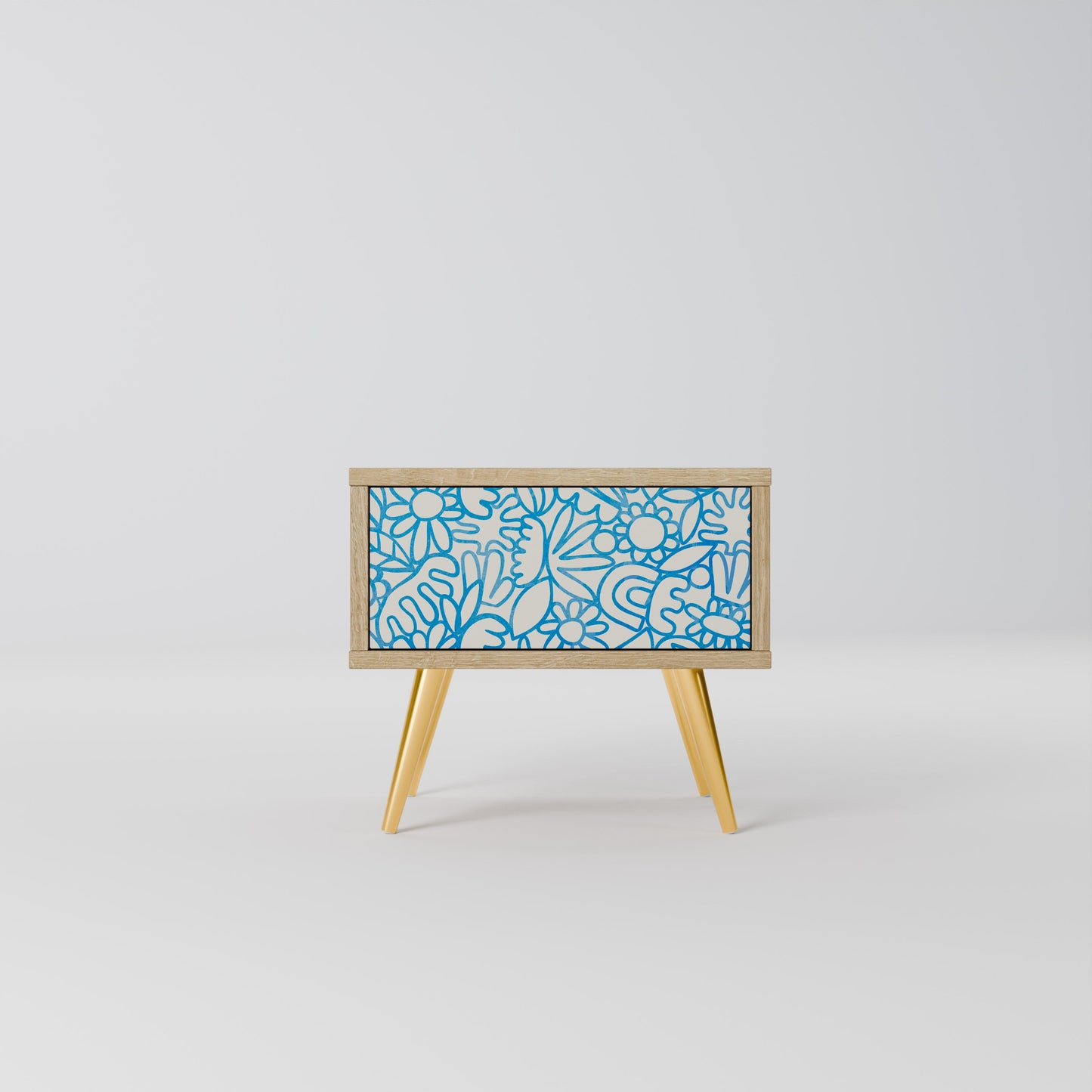 BLOOMY MORNING Nightstand in Oak Effect