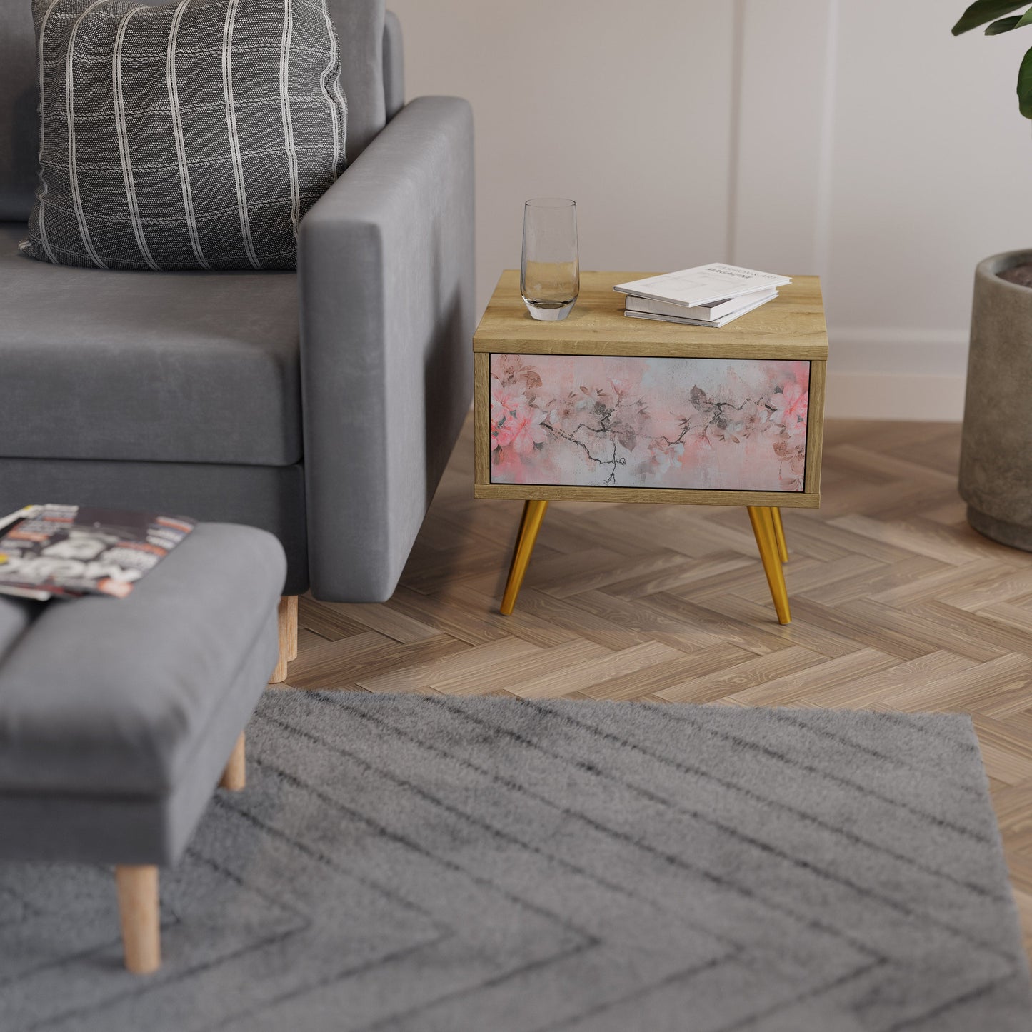 Comodino CHERRY BLOSSOM in effetto rovere