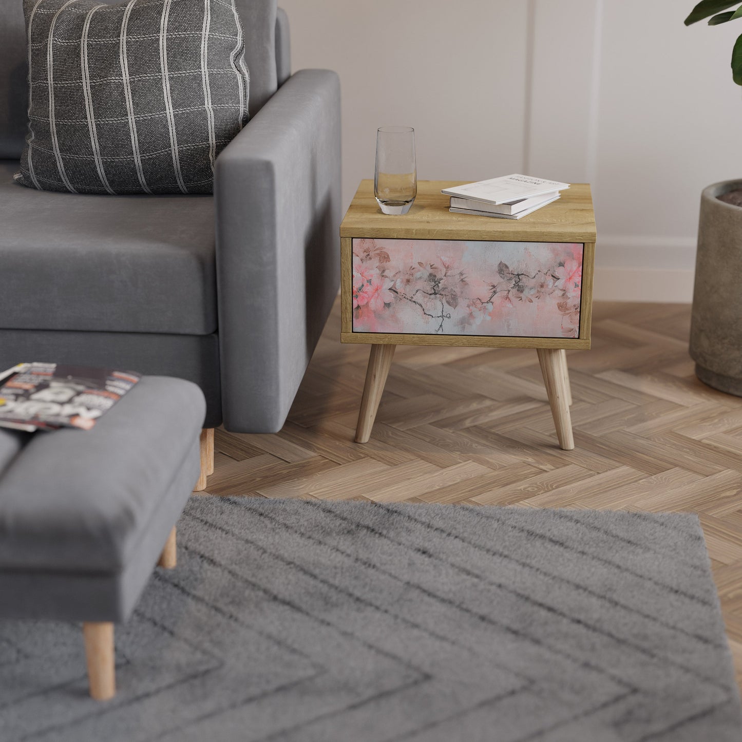 Comodino CHERRY BLOSSOM in effetto rovere