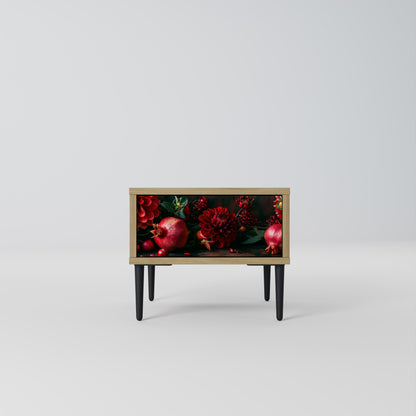 Comodino DAHLIAS AND POMEGRANATES in effetto rovere
