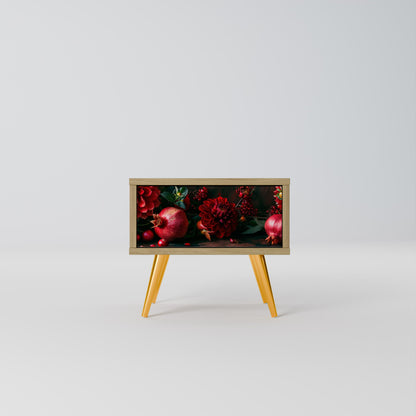 Comodino DAHLIAS AND POMEGRANATES in effetto rovere