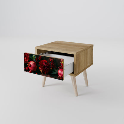 Comodino DAHLIAS AND POMEGRANATES in effetto rovere