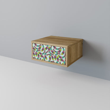 Comodino INDIAN FISH in effetto rovere