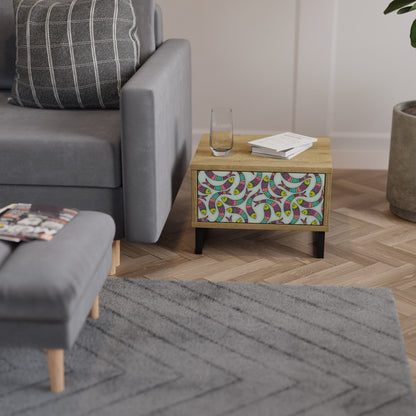 Comodino INDIAN FISH in effetto rovere