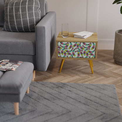 Comodino INDIAN FISH in effetto rovere