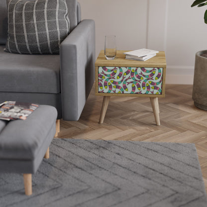 Comodino INDIAN FISH in effetto rovere