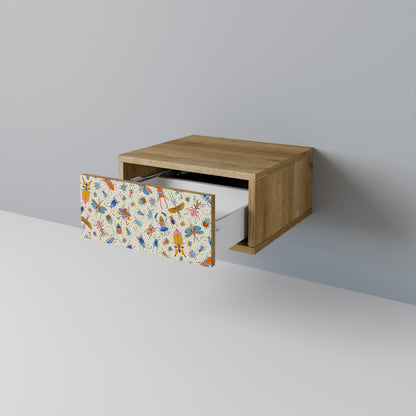 COLORFUL INSECTS Nightstand in Oak Effect
