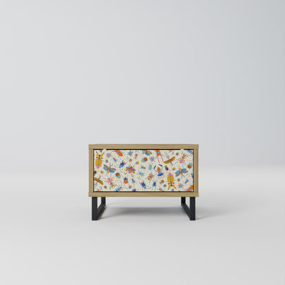 COLORFUL INSECTS Nightstand in Oak Effect