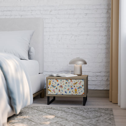 COLORFUL INSECTS Nightstand in Oak Effect