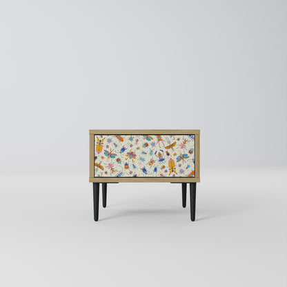 COLORFUL INSECTS Nightstand in Oak Effect